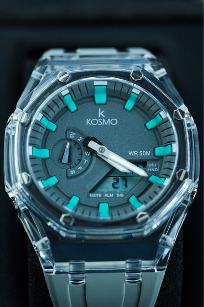 RELOJ KOSMO K4010 DOBLE HORA EDICIÓN LIMITADA GRIS AGUAMARINA